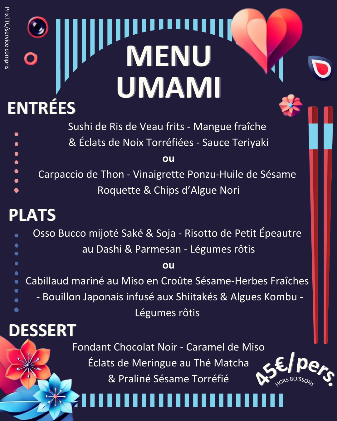 SAINT VALENTIN MENU 2025 14 FÉVRIER